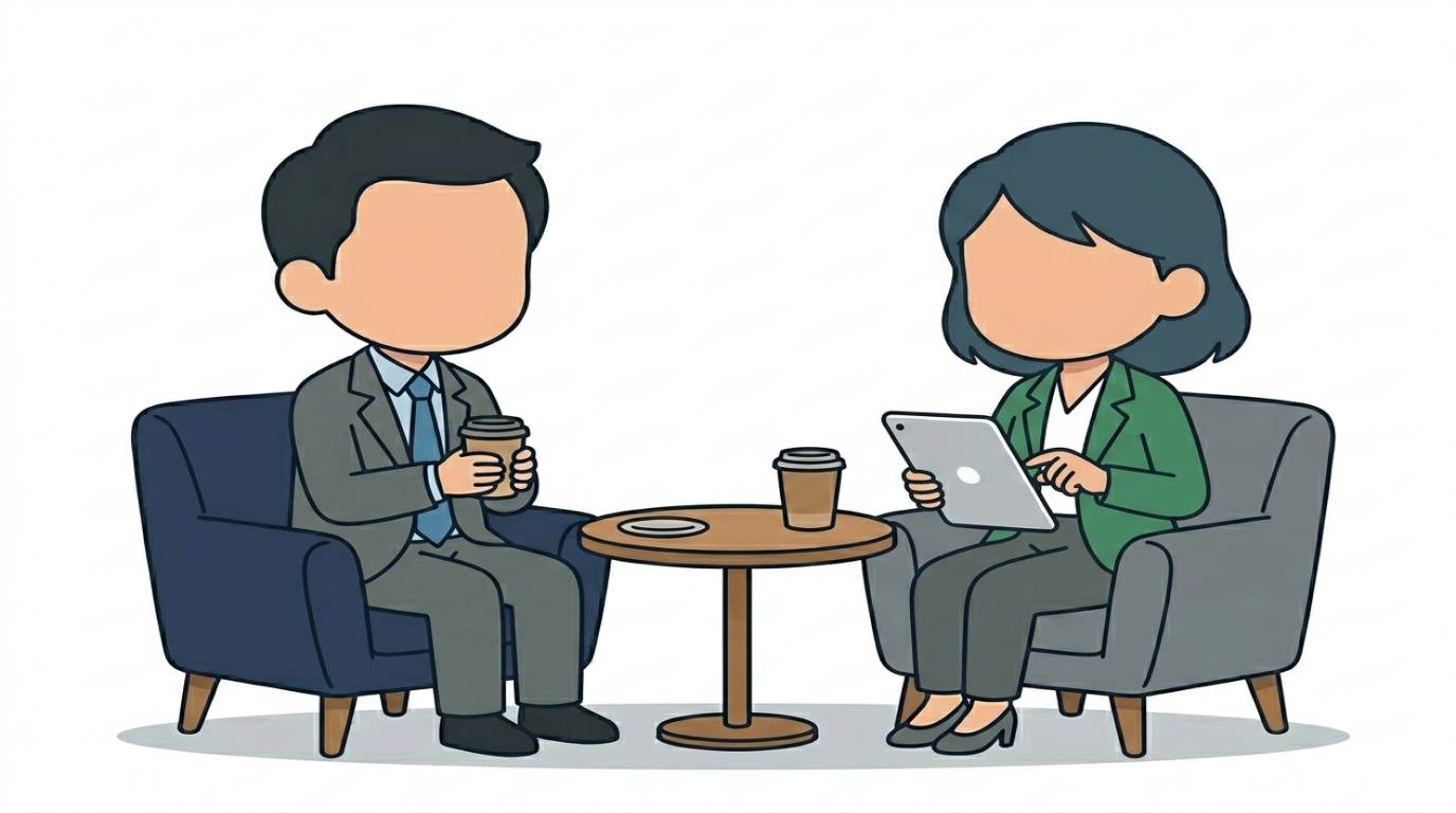 HR事業者が商談前に情報を整理し提案を準備している場面